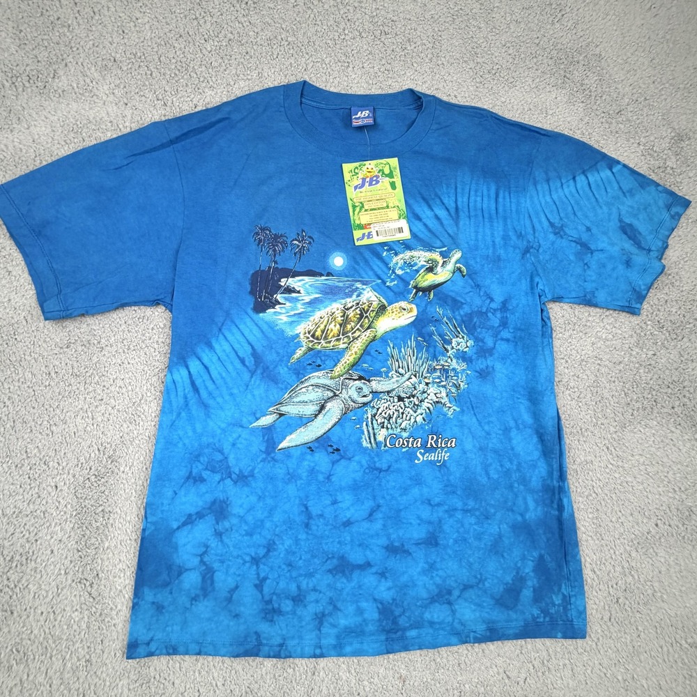 Costa Rica‎ Sealife Shirt Mens Extra Large Blue Tie Dye Sea Turtle Graphic JB